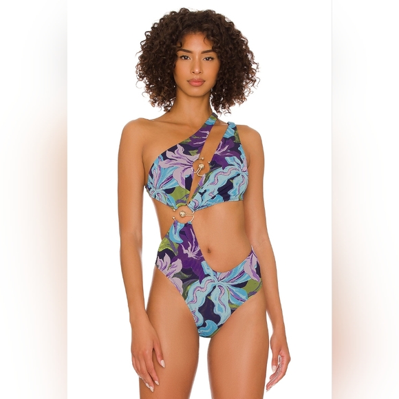 12. NWOT SONG OF STYLE ABIE BODYSUIT IN KANHA FLORAL MULTI - Picture 1 of 9